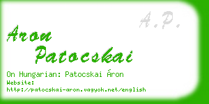aron patocskai business card